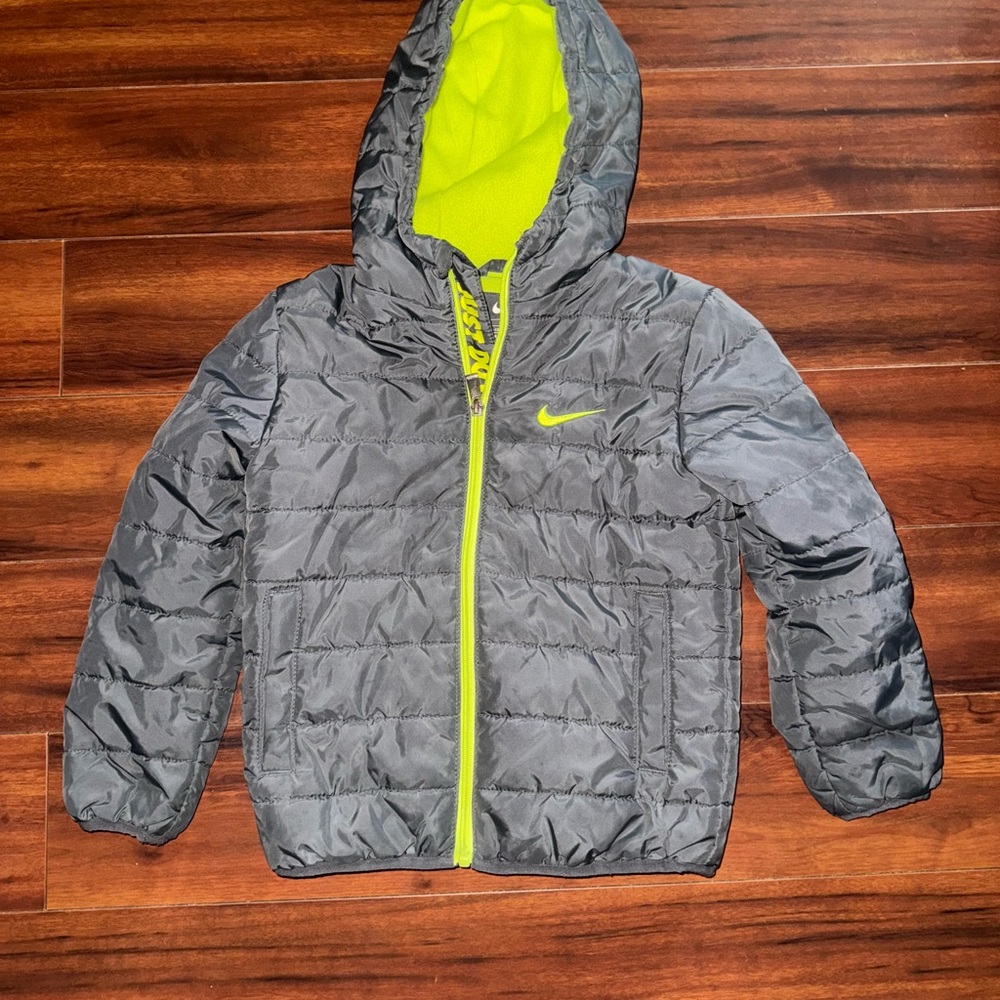 Nike Gray and Neon Green Hooded Jacket